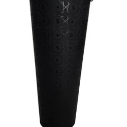 Starbucks Matte Black Reusable Cold Cup with Straw – Textured Design