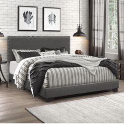 Brand New Queen Upholstered Bed Charcoal 