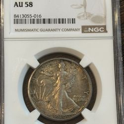 1917-S Walking Liberty Half Dollar – Reverse Mintmark – NGC AU58