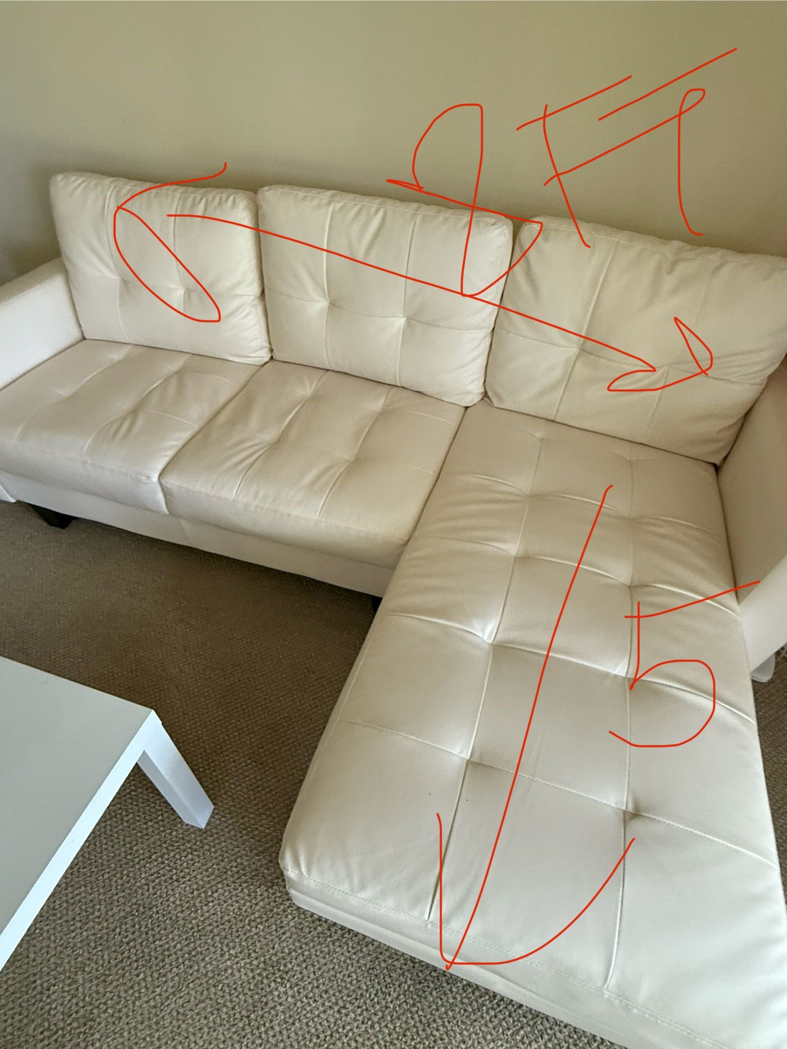Sofa Set White Leather New