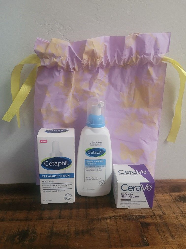 Cetaphil Ceramide Serum, Foaming Cleanser, Cerave Night Cream