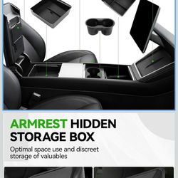 Foronetry 10PCS Center Console Organizer Tray for 2025 2026 Tesla Model Y Juniper Accessories, Under Seat Storage Armrest Hidden Storage Box Cup Holde