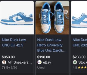 Nike Dunk Low Retro UNC University Blue — Size 8.5