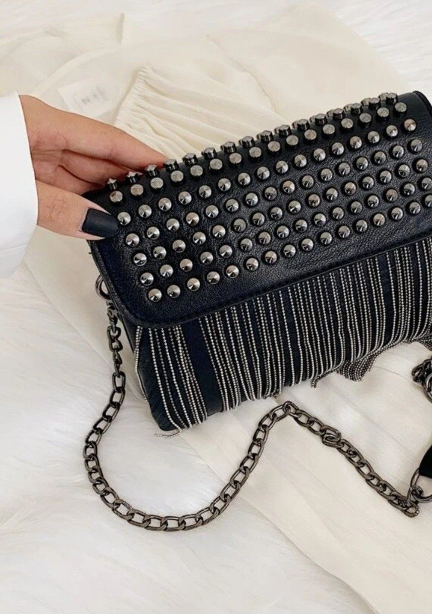 Studded & Fringe Crossbody Bag