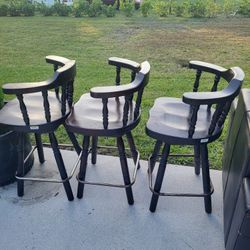 3 Counter Stools, Solid Wood