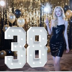  Numbers 38, 4FT White Light Up Numbers, 4 Feet Tall 