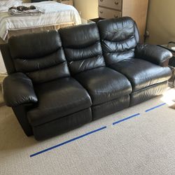 Couch Recliner Leather Dark Brown