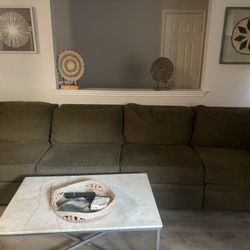 Olive Green Oversized Sectional Sofa – Like New – Paid $1,100!