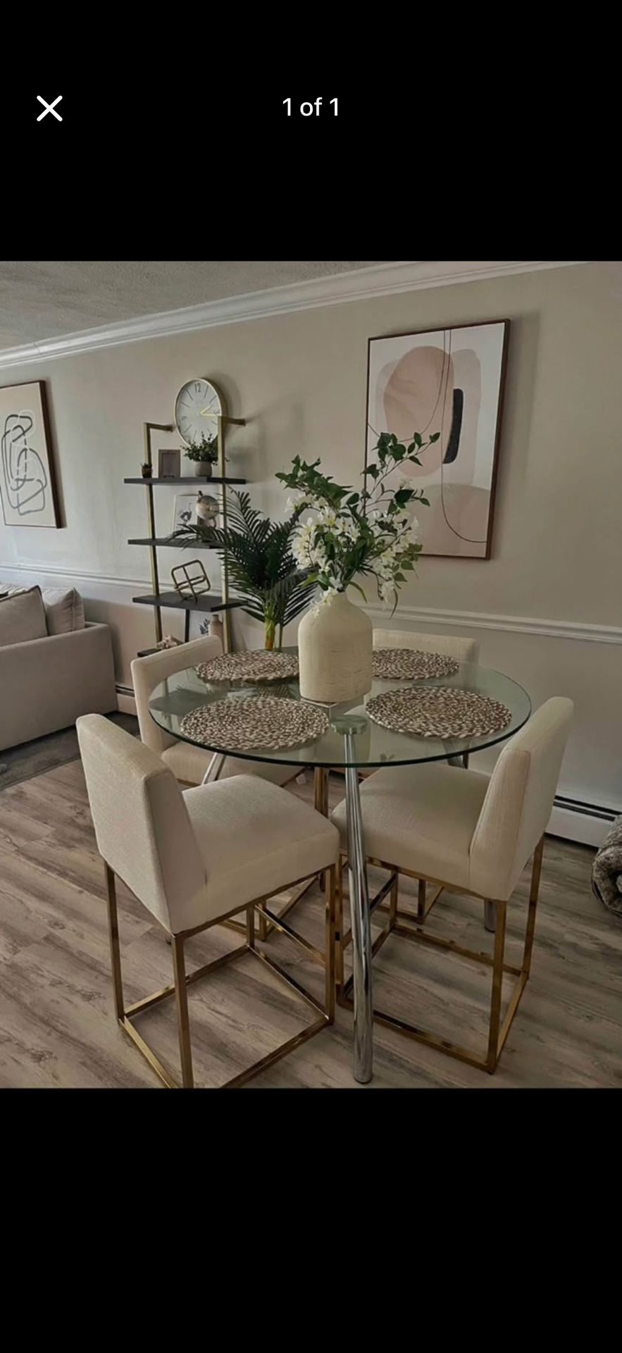 Tempered Glass Table Set With 4 High Chairs