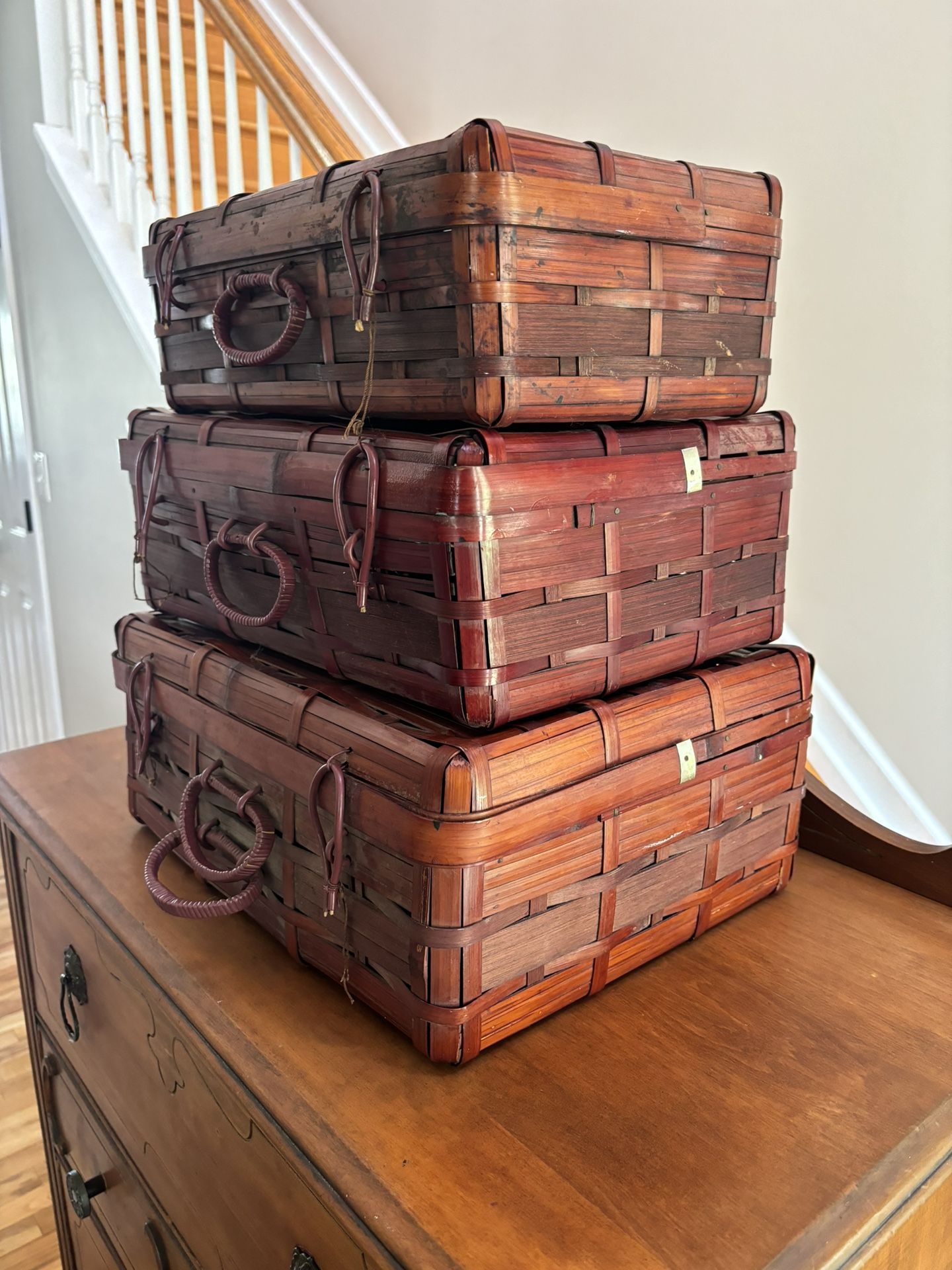 Japan Set 3 Bamboo Suitcases