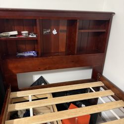 Twin Wooden Bed Frame with Lots of storage and Mattress