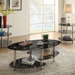 BEUTIFUL 3Pcs Black Table Set