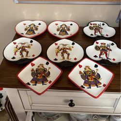 Set Of 8 Tabletops Gallery Card Shaped Snack Plates