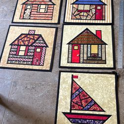 (NEW) 5 Quilted Squares, lined, 15”x15”