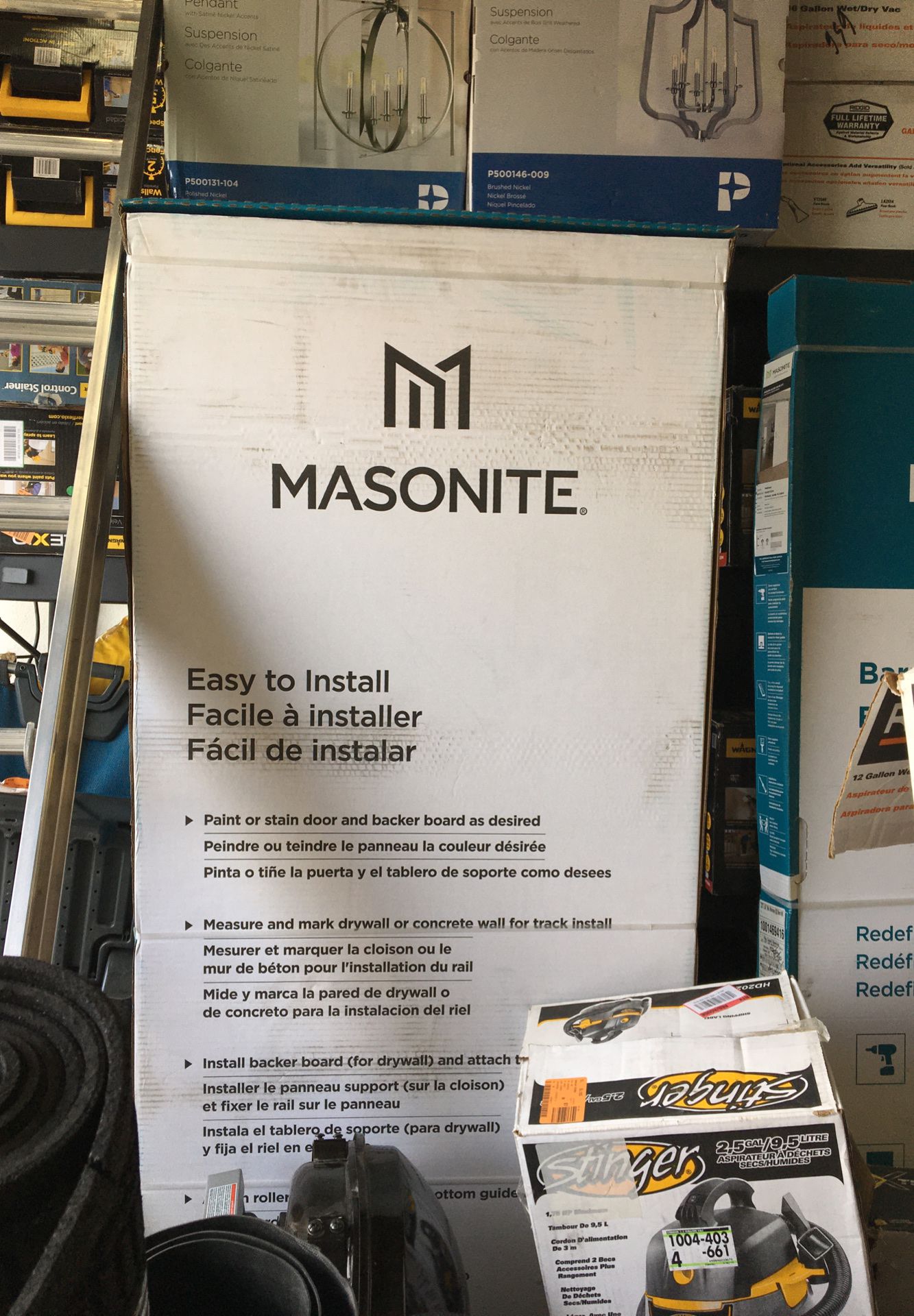 Masonite 30 in. x 84 in. Melrose Solid Core Primed Composite Interior Sliding Barn Door Slab with Hardware Kit