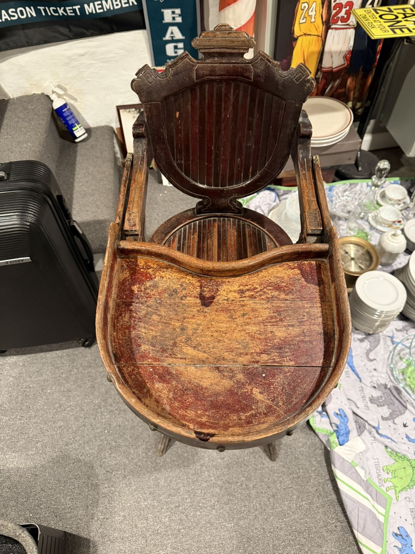 Vintage Antique Wooden High Chair