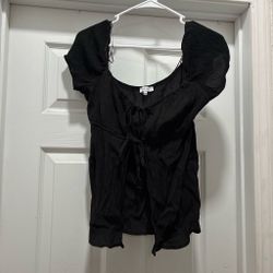 Black Tie-Front Babydoll Top