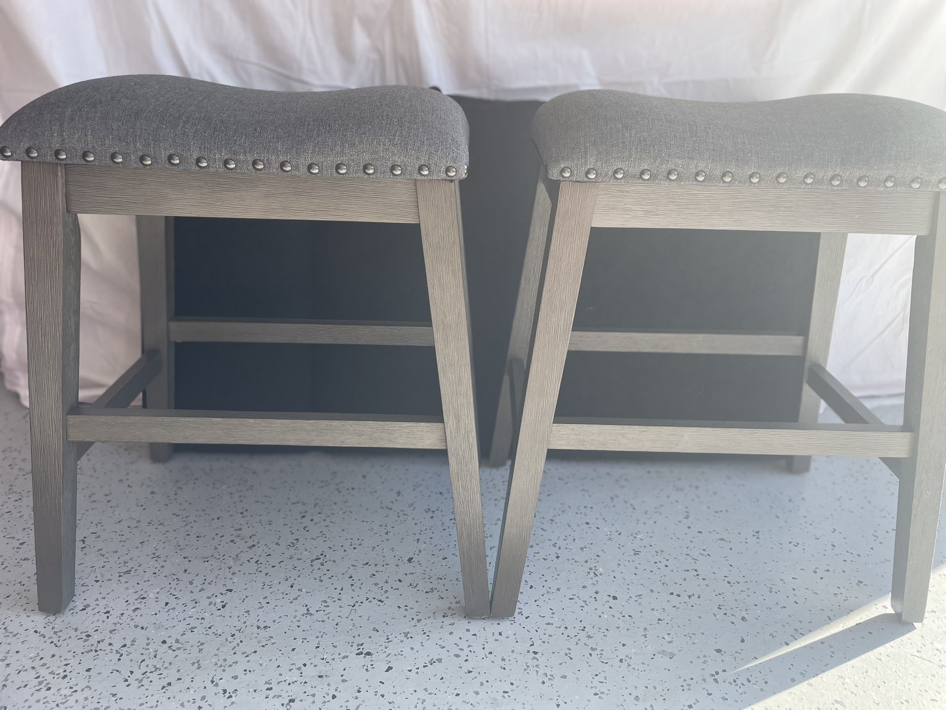 Gray Backless Upholstered Pub Stools-2 