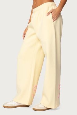 Bow Edikted Sweatpants - Butter yellow