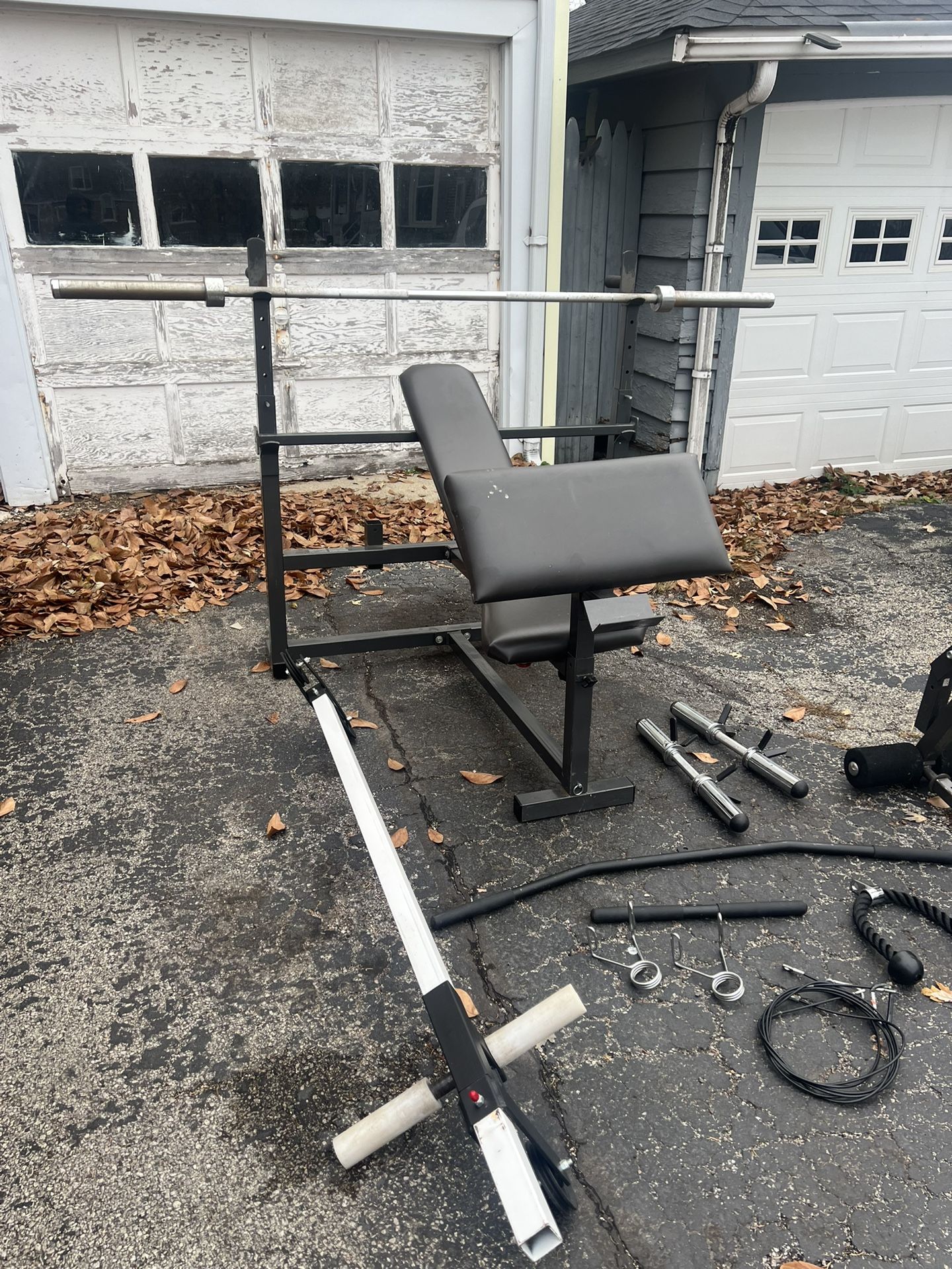 Olympic Weight Bench With Lat Pulldown. And Olympic Barbell 