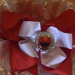 “ Hair Bow  Red Elmo Street “ Homemade 