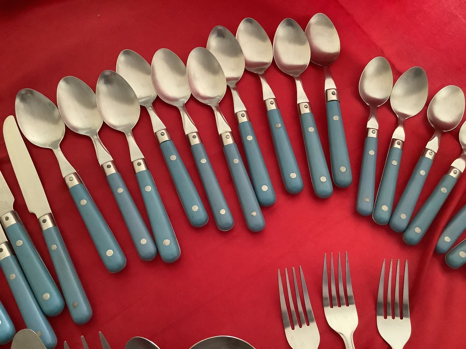 Vintage Blue Life Time stainless Thailand Silverware 35 Piece