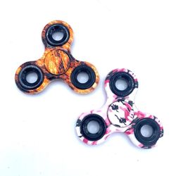 Fidget Tri Spinner Toy Gift Focus Anxiety Orange Black Camo Pink Lot of 2
