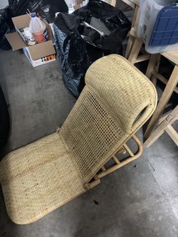 Vintage Rattan Lounge Chair - Boho Coastal Style