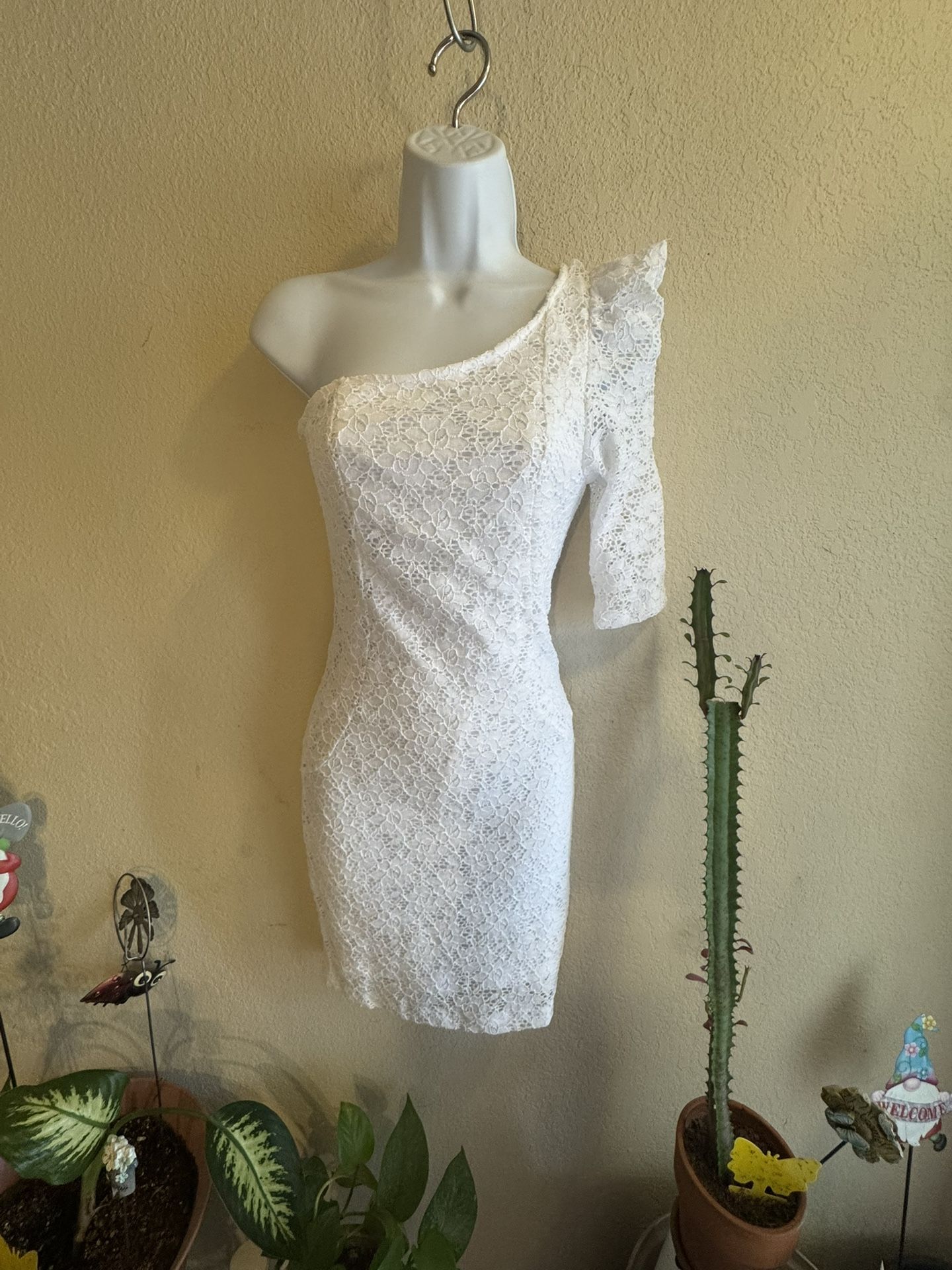 Lace One Shoulder Dress Size M