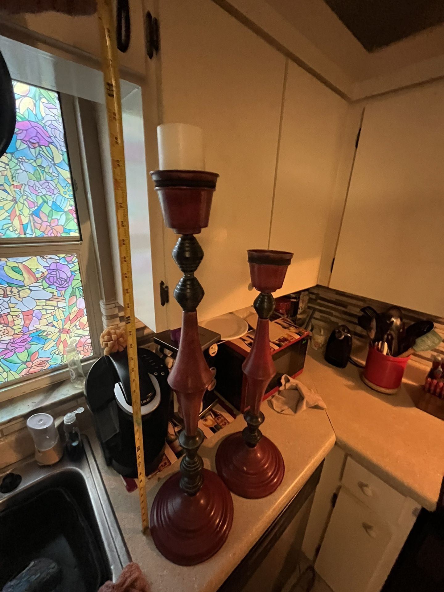 2red Tall Candle Holders