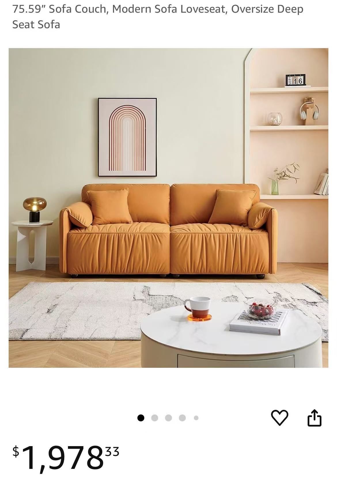 75.59” Sofa Couch, Modern Sofa Loveseat,Orange