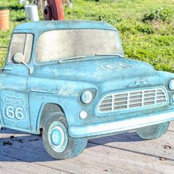 24x15" Route 66 Chevy Truck Tin Metal Sign – Vintage-Style Wall Decor
