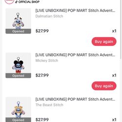 Unopened Pop Mart Stitch Adventure Series Pendant 