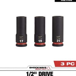 SHOCKWAVE Impact Duty 1/2 in. Drive Metric Deep Well Impact Socket Set (3-Piece