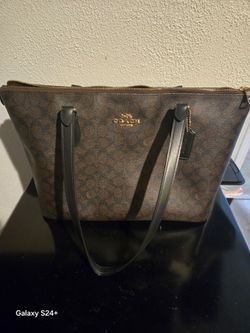 Large Coach tote bag walnut/brown