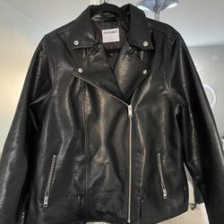 Black Faux Leather Jacket XL
