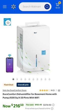 69 DuraComfort Dehumidifier for Basement Home with Pump,4500 Sq.ft 50 Pints With WiFi