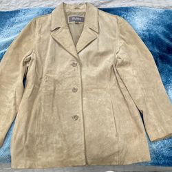 Tan Suede Jacket In Size Large  