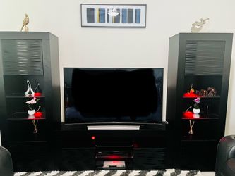 Black Gloss Entertainment Center Wall Unit