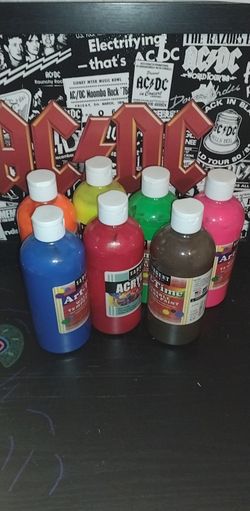 Seven Bottles Of Acrylic And Washable Paint 