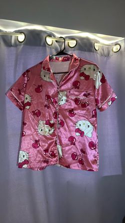 Hello Kitty *Sanrio* Pink Cherries PJ button up shirt