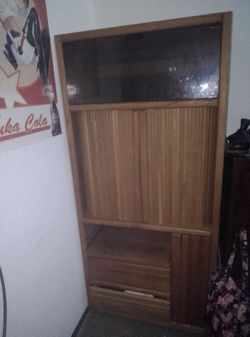 vintage solid oak entertainment center