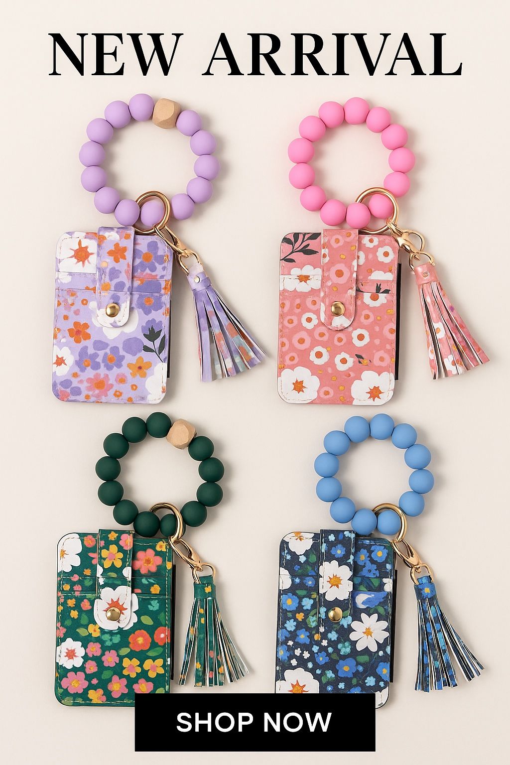 Floral Wallet And Wristlet Keychain Sets