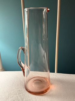 Pink Glass Pitcher Carafe with Handle