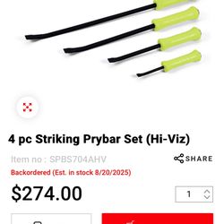 Snap-On  4 pc Striking Prybar Set (Hi-Viz)