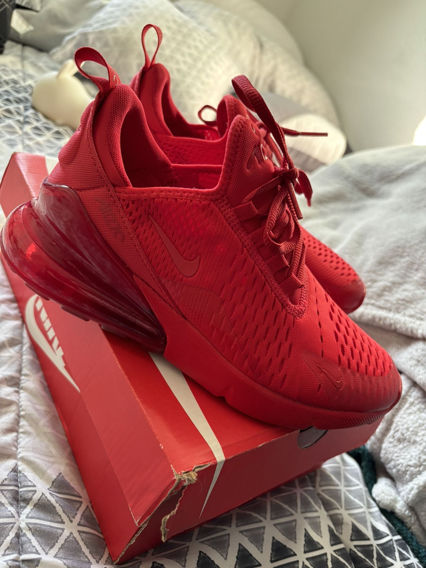 All red Nike Air Max 270 Youth