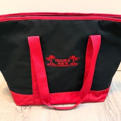 Trader Joe's Extra Large 7 Gallon Black Red Insulated Reusable Shopping Cooler Storage Tote Grocery Bag
