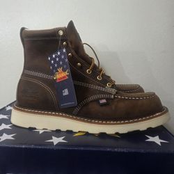 Thorogood 6 Inch USA Made Crazy Horse Brown Soft Toe Work Wedge 9EE