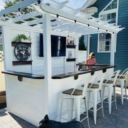 Patio Wood Bar Gazebo White / Blanco Outdoor Furniture Garden Terraza Mueble De Patio  OB107
