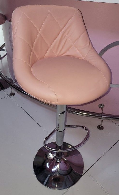 Pink Leather Stool
